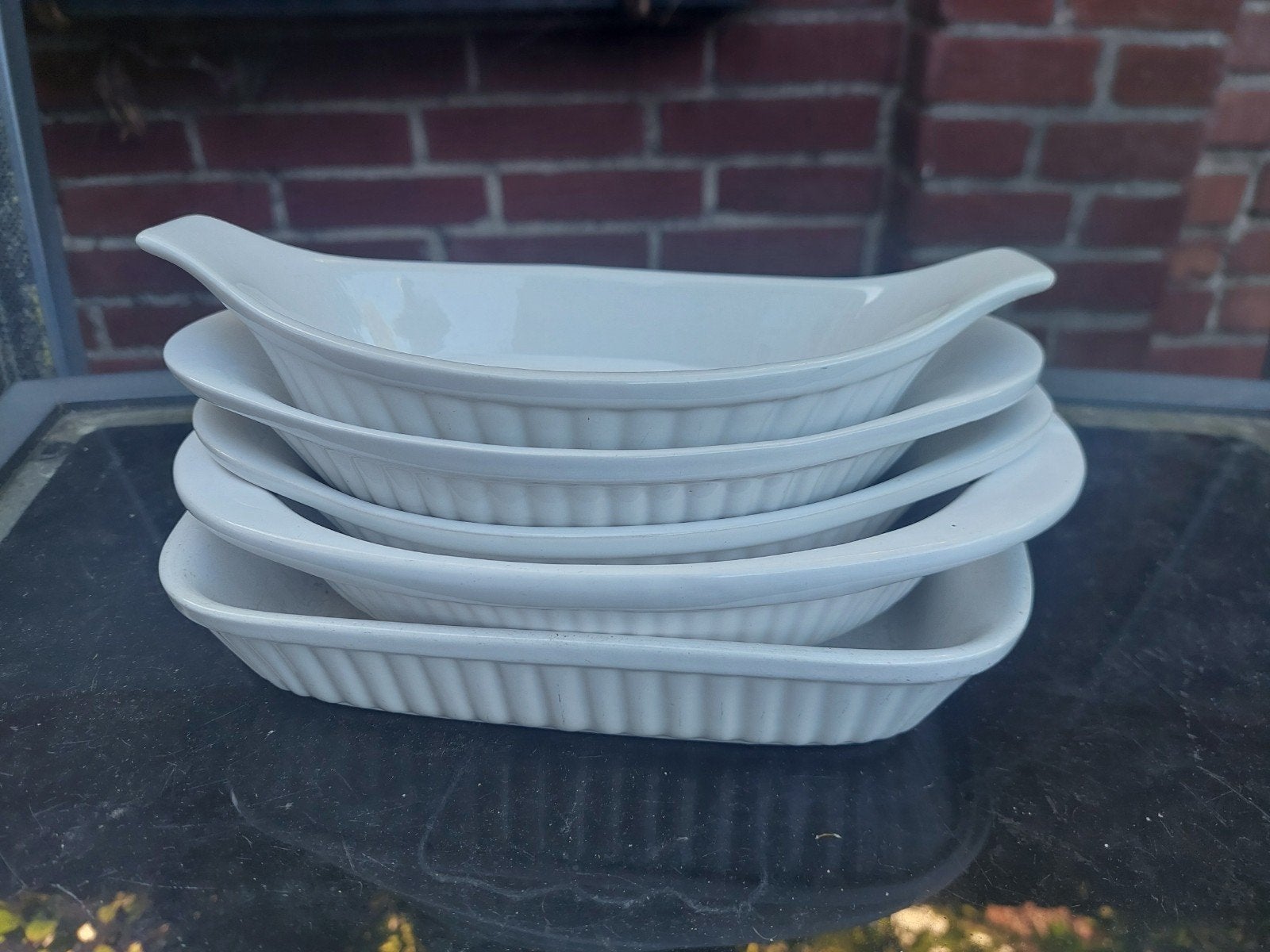 Set van 5 kleine witte ovenschaaltjes, Huis en Inrichting, Keuken | Servies, Ophalen of Verzenden, Gebruikt, Klassiek, Schaal of Schalen