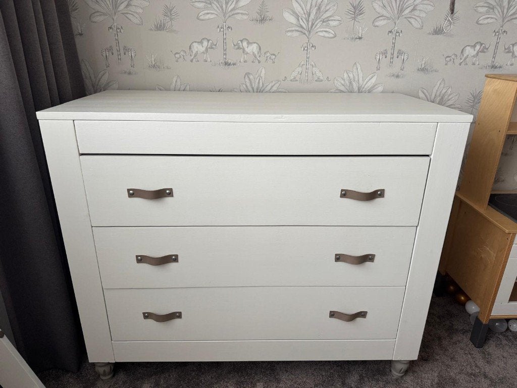 Witte commode + bladvergroter, Ophalen, Gebruikt, 50 tot 70 cm, 100 cm of meer