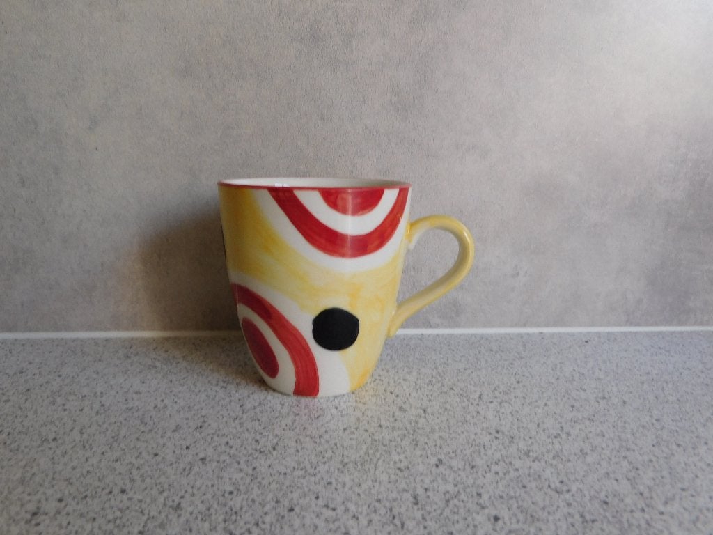 Senseo mok 150 ml. Cirkels Vic's Handpainted, Overige merken, Zo goed als nieuw, Overige stijlen, Porselein