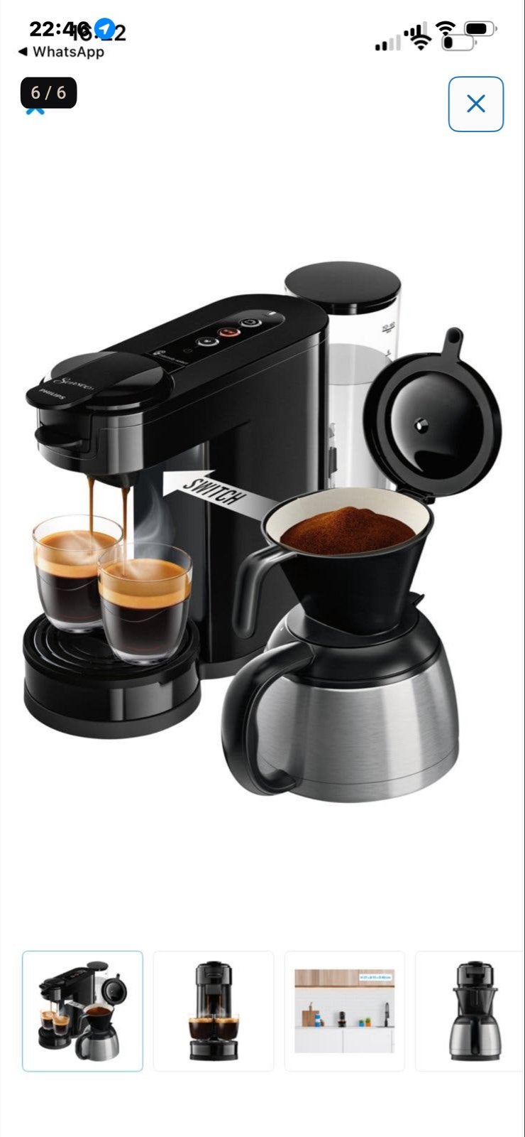 Senseo Switch 2-in-1 Koffiezetapparaat Zwart - Zo goed als n, Ophalen, Afneembaar waterreservoir, Gemalen koffie, Zo goed als nieuw