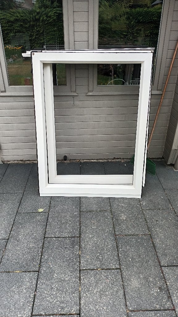 2 Kömmerling kunststof kozijnen met HR++ glas, Kunststof, Gebruikt, Raamkozijn, Inclusief glas