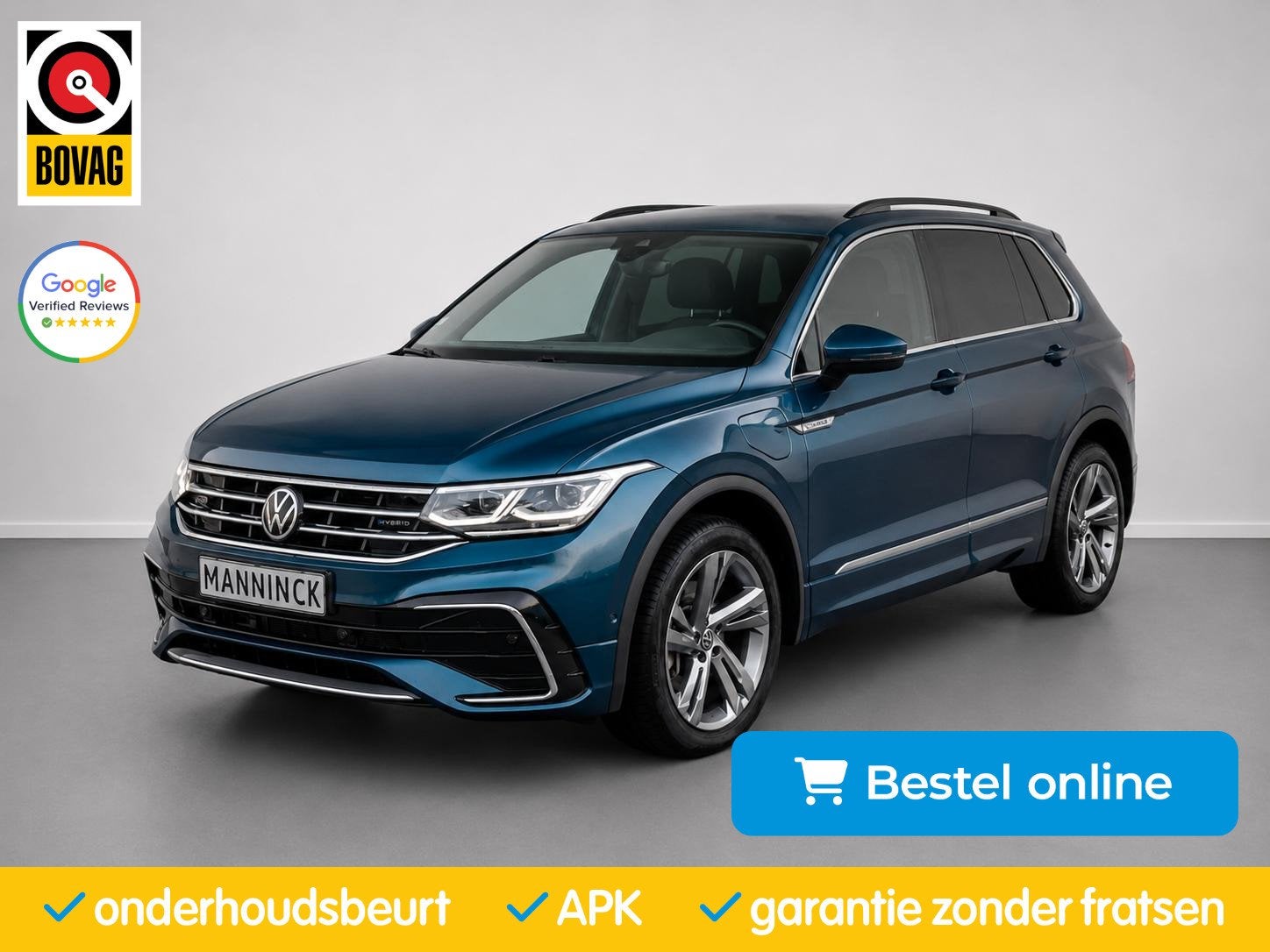 Volkswagen Tiguan 1.4 TSI R-LINE IQ-LIGHTS|TREKHAAK|AUTOPARK, Auto's, Stof, Euro 6, Met garantie (alle), Blauw
