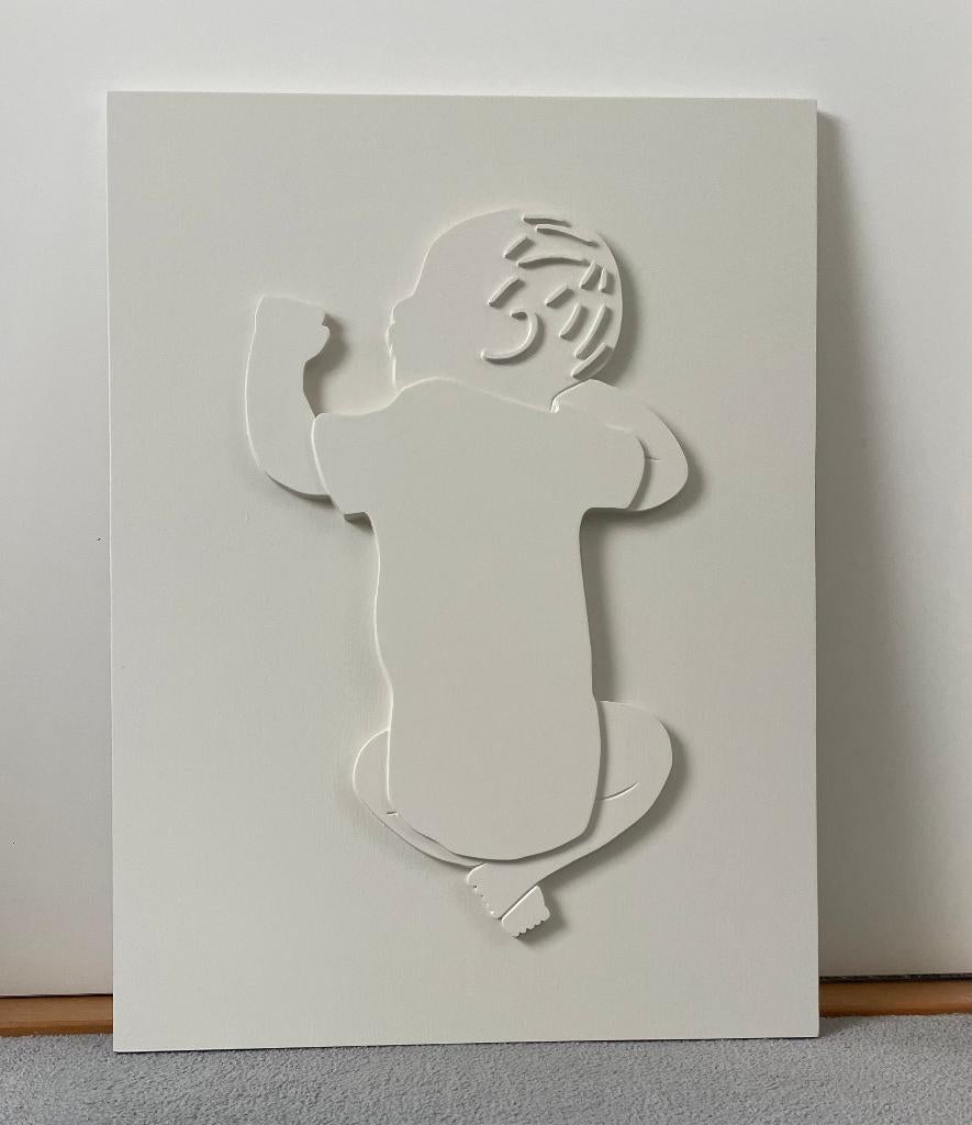 Wanddecoratie / Geboortebord van hout met reliëf - "Baby", Hout, 60 cm, Nieuw, Wandbord of Wandpaneel