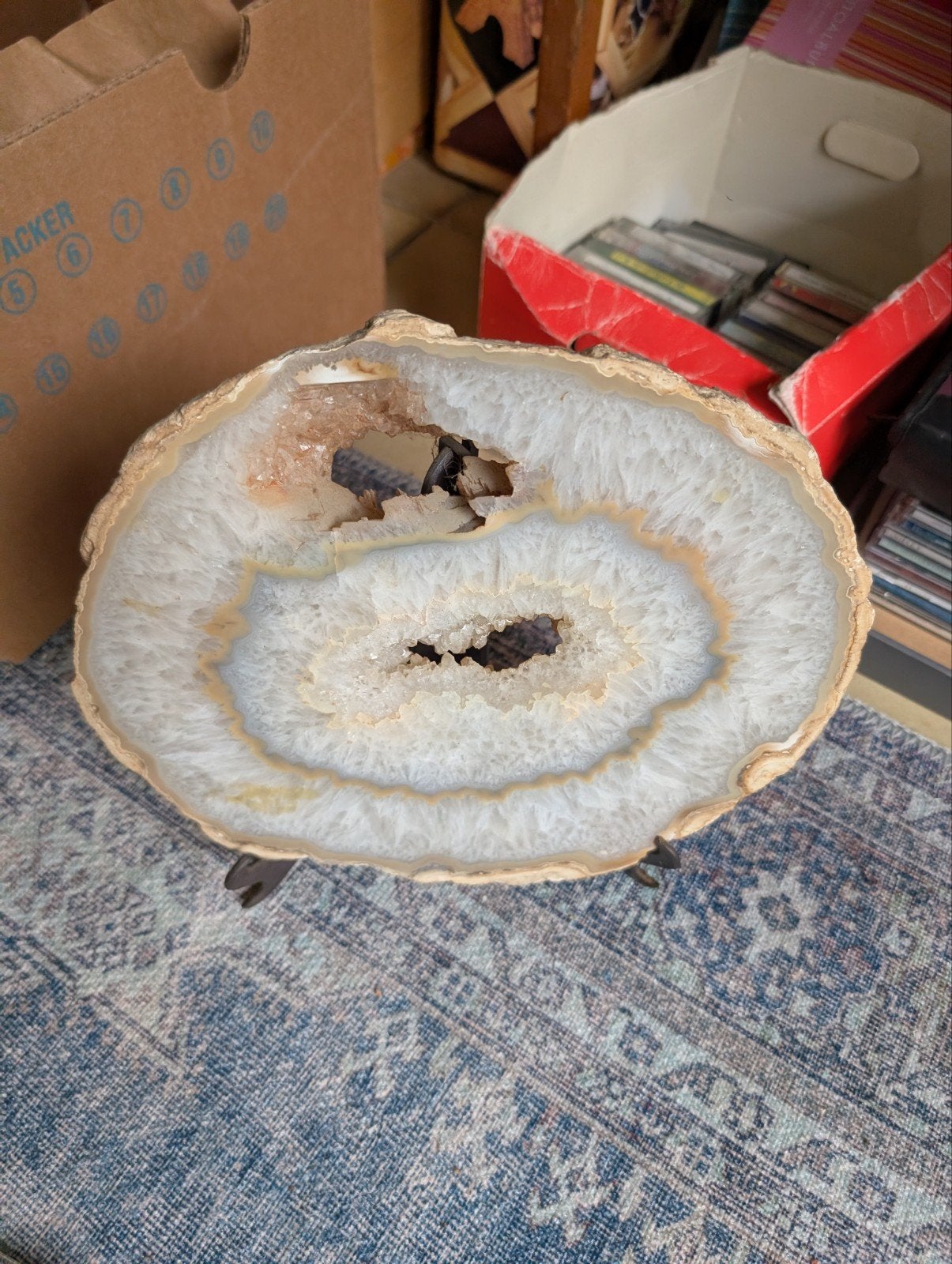 Decoratieve Agaat Geode Steen op Standaard, Sieraden, Tassen en Uiterlijk, Edelstenen, Ophalen, Gebruikt