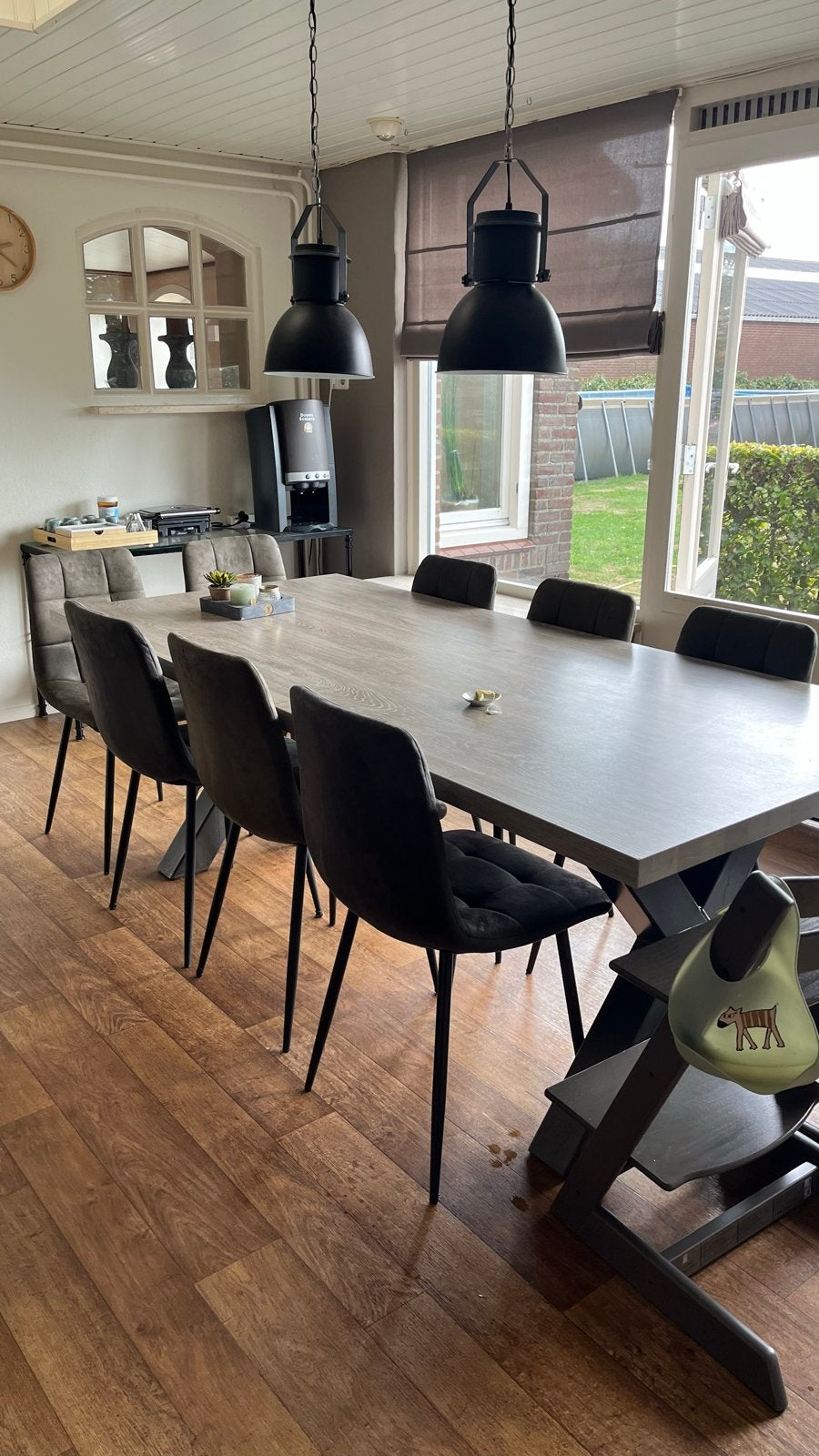 8 eetkamerstoelen: 4 olijfgroen, 4 antraciet, Ophalen, Gebruikt, Vijf, Zes of meer stoelen, Stof