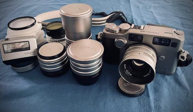 Contax G2 set met 4 lenzen, Audio, Tv en Foto, Fotocamera's Analoog, Ophalen of Verzenden, Zo goed als nieuw, Spiegelreflex, Overige Merken