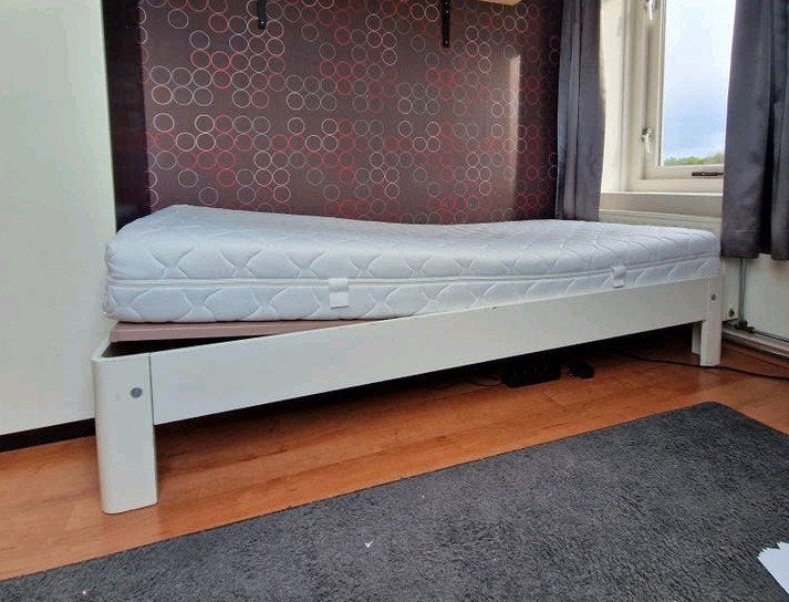 Auping Auronde 90x200 Wit Incl. spiraalbodem en matras, Ophalen, 90 cm, Eenpersoons, Wit