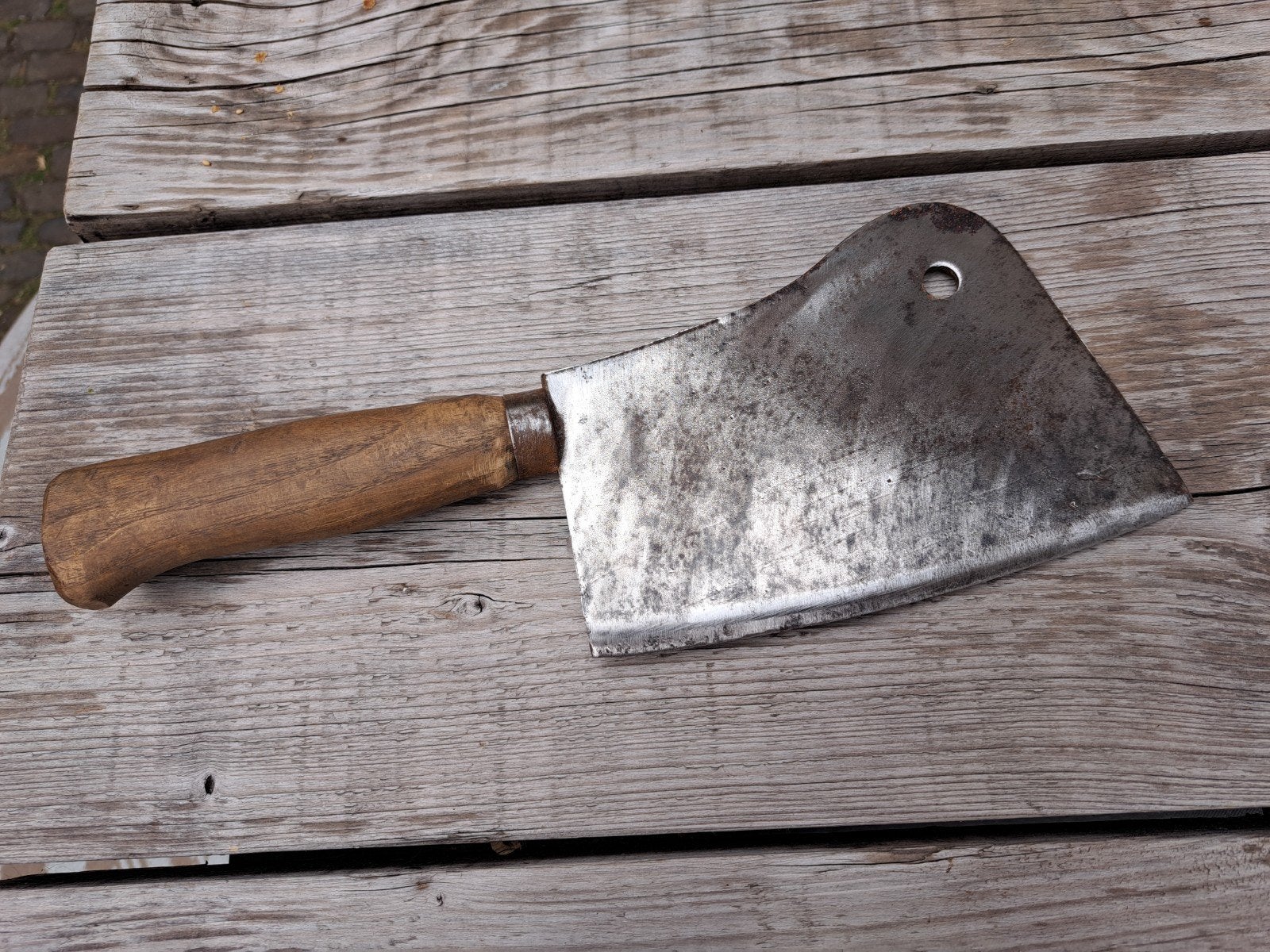 Vintage Vleesbijl met Houten Handvat - Robuust en Authentiek, Antiek en Kunst, Antiek | Gereedschap en Instrumenten, Ophalen