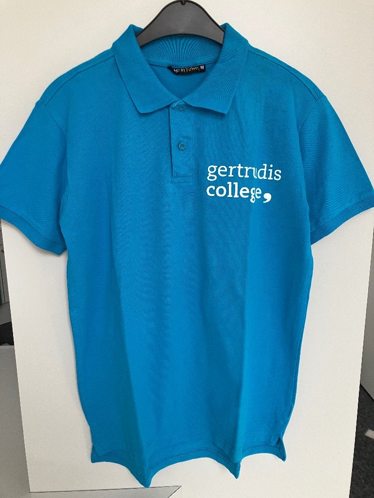 Blauwe polo Maat M - Gertrudis College  , Kleding | Heren, Ophalen of Verzenden, Best in Town, Gedragen, Maat 48/50 (M)