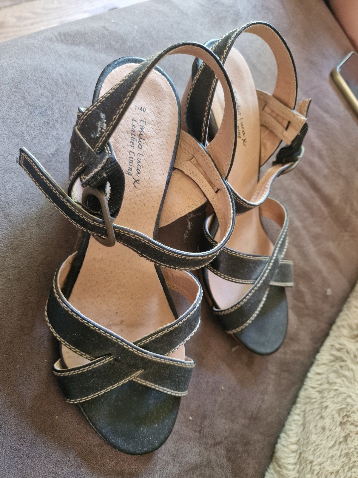 Emilio Luc X sandalen maat 40, Kleding | Dames, Schoenen, Emilio Luca X, Zwart, Zo goed als nieuw, Sandalen of Muiltjes