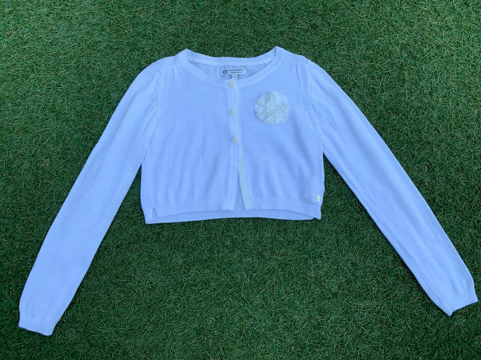 TE KOOP: prachtige witte bolero met bloem maat 116 C&A ZGAN, Kinderen en Baby's, Ophalen of Verzenden, Zo goed als nieuw, Meisje