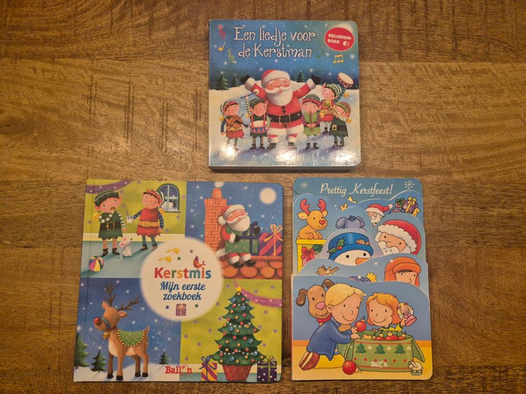 3 Kerstboekjes: Zoekboek, Geluidenboek en Prentenboek, Ophalen of Verzenden, Gelezen, Uitklap-, Voel- of Ontdekboek, 1 tot 2 jaar