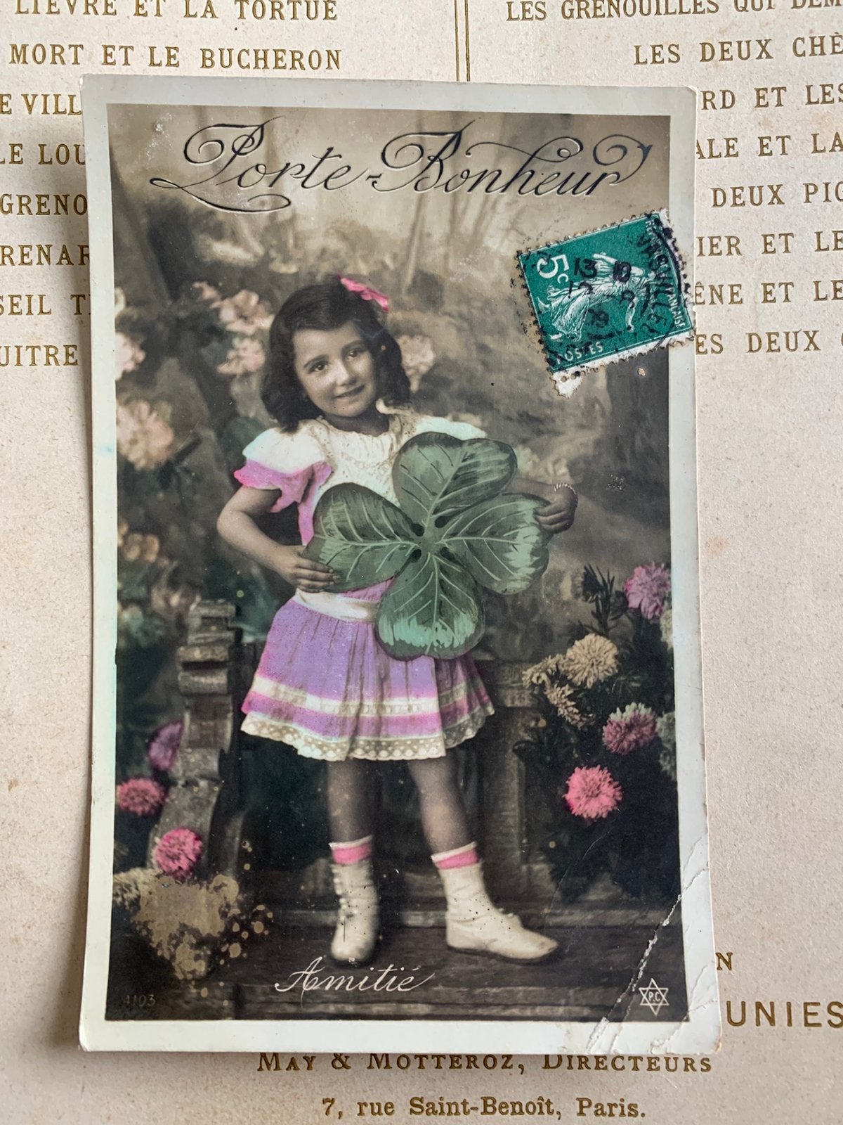 1909 Porte Bonheur - meisje met klaver 4 (EL), Ophalen of Verzenden, Voor 1920, Gelopen, Kinderen