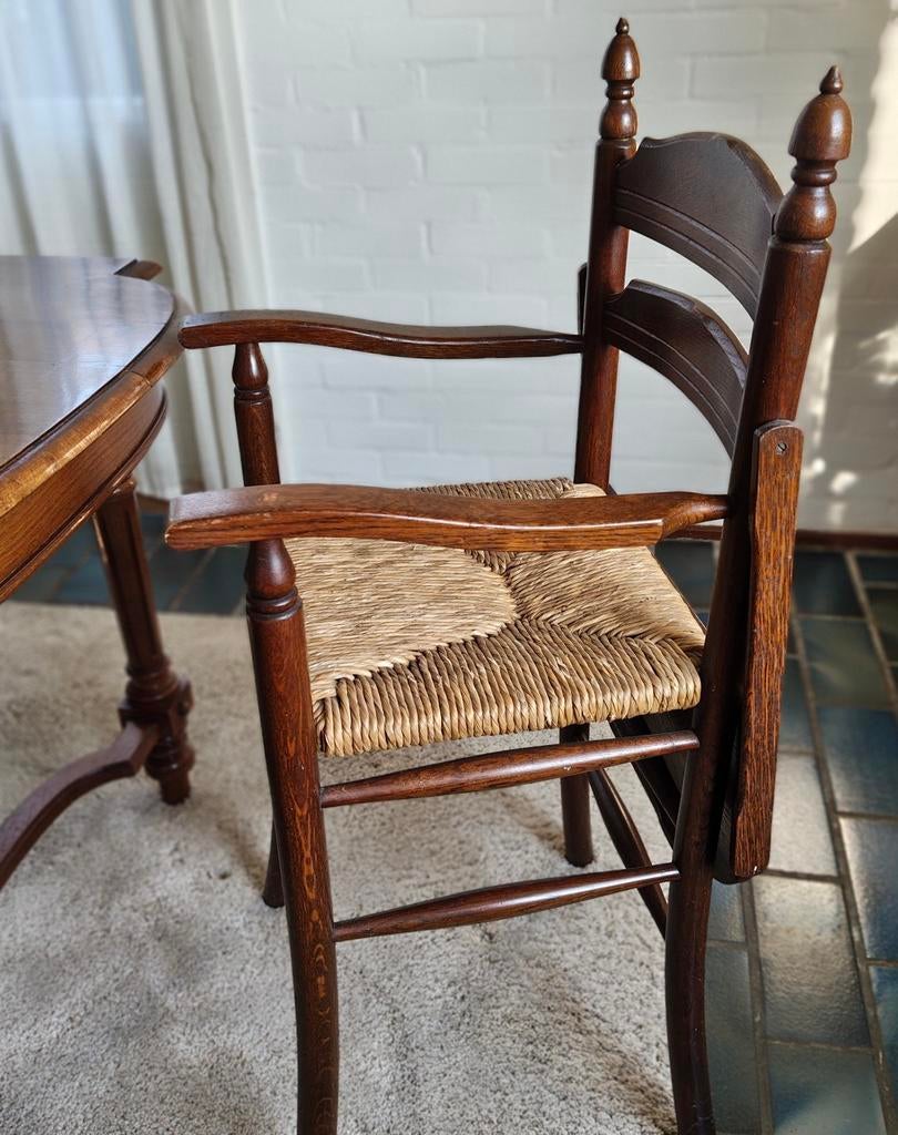 Vintage houten kinderstoel met rieten zitting, Ophalen of Verzenden