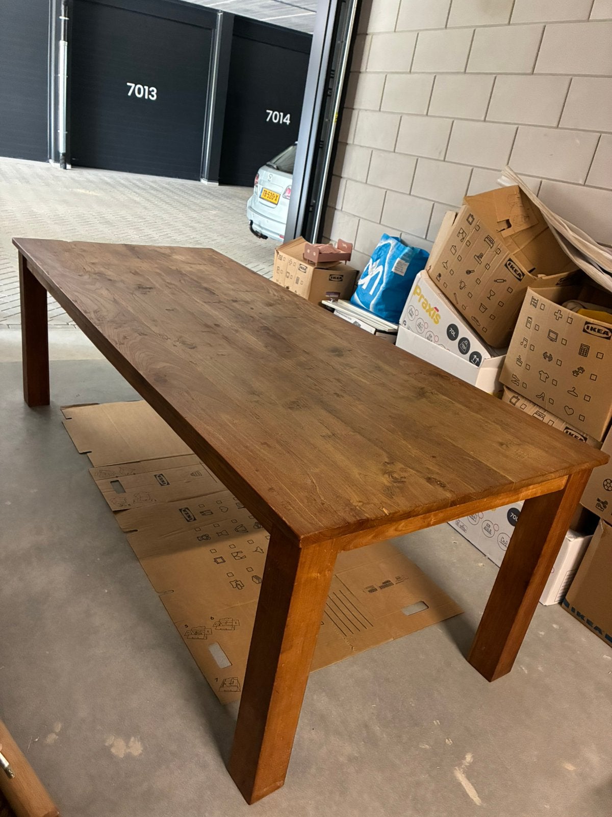 Teak houten tafel, Huis en Inrichting, Tafels | Eettafels, Ophalen, Gebruikt, Teakhout, 200 cm of meer