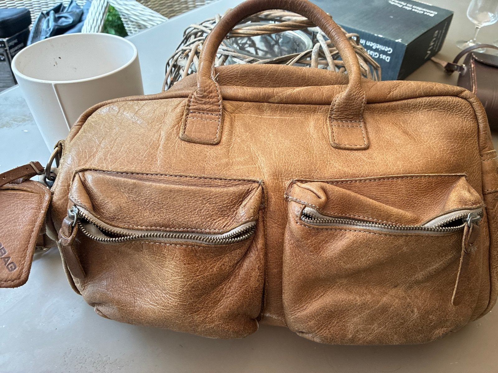 Leren handtas/schoudertas - Cowboysbag, Ophalen, Gebruikt, Bruin, Handtas