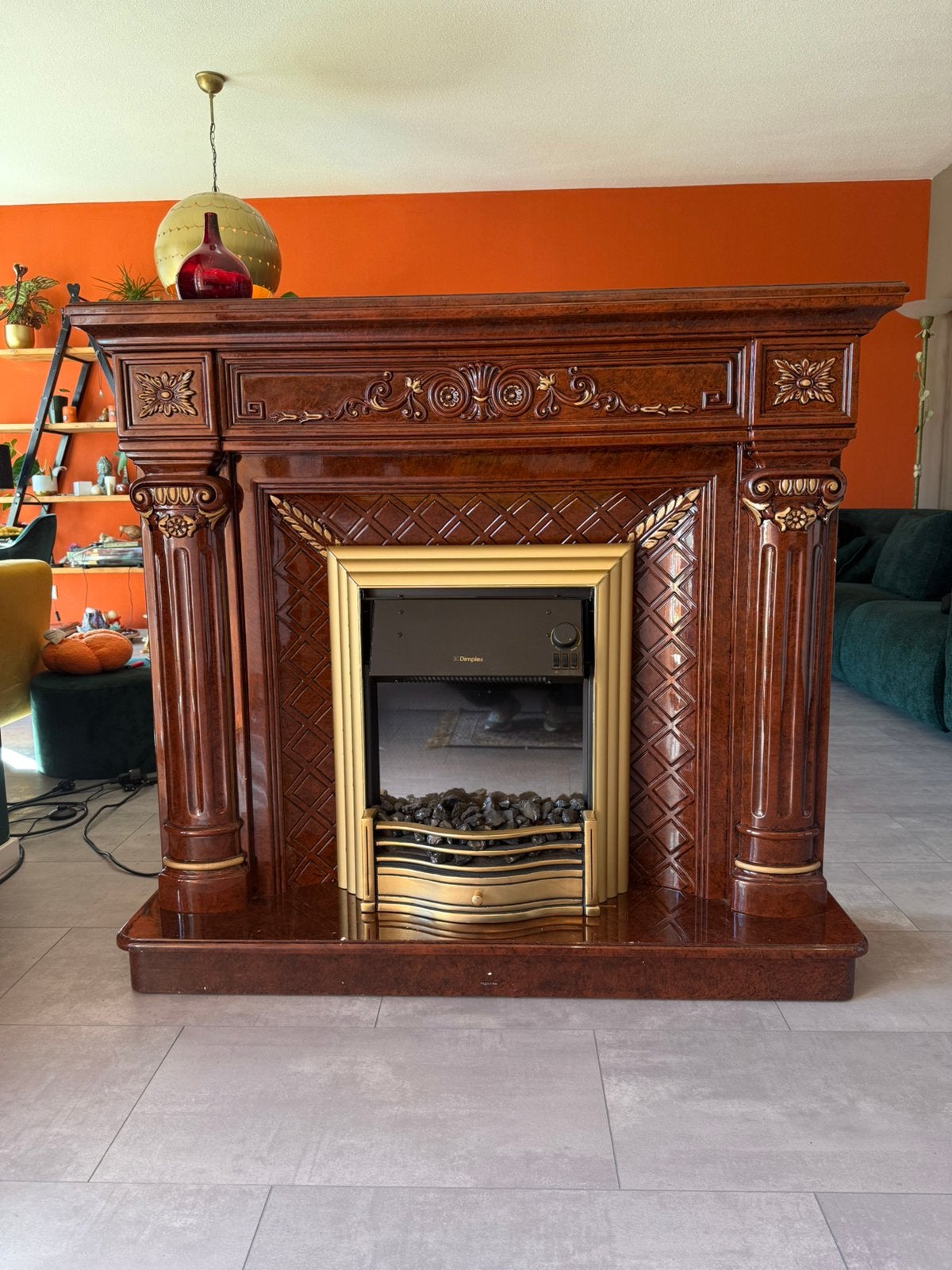 Originele Fulgini Italiaanse schouw + Dimplex haard, Ophalen, Gebruikt, Vrijstaande haard, Elektrische haard