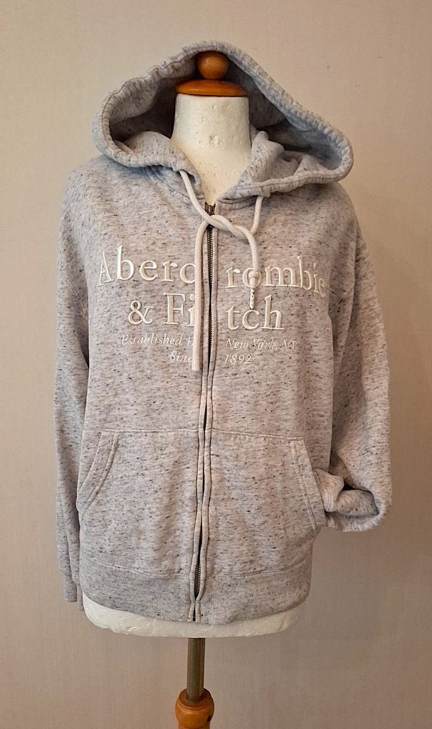 Abercrombie & Fitch hoodie met rits - Maat XL, Verzenden, Maat 46/48 (XL) of groter, Zo goed als nieuw, Grijs