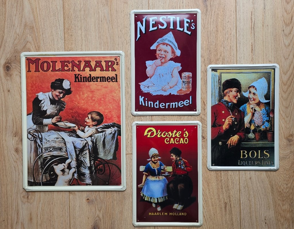 vintage reclame borden, Antiek en Kunst, Gedateerd, Overige technieken, Overige onderwerpen, Vintage