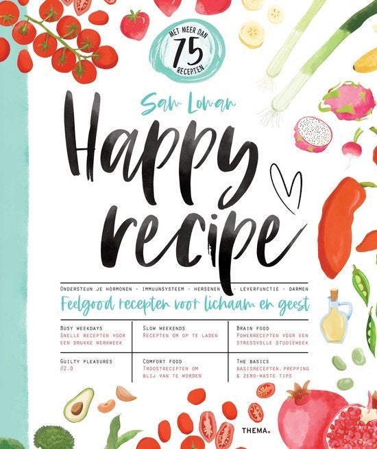 Happy recipe. Feelgoodrecepten voor lichaam en geest., Boeken, Ophalen of Verzenden, Zo goed als nieuw, Vegetarisch