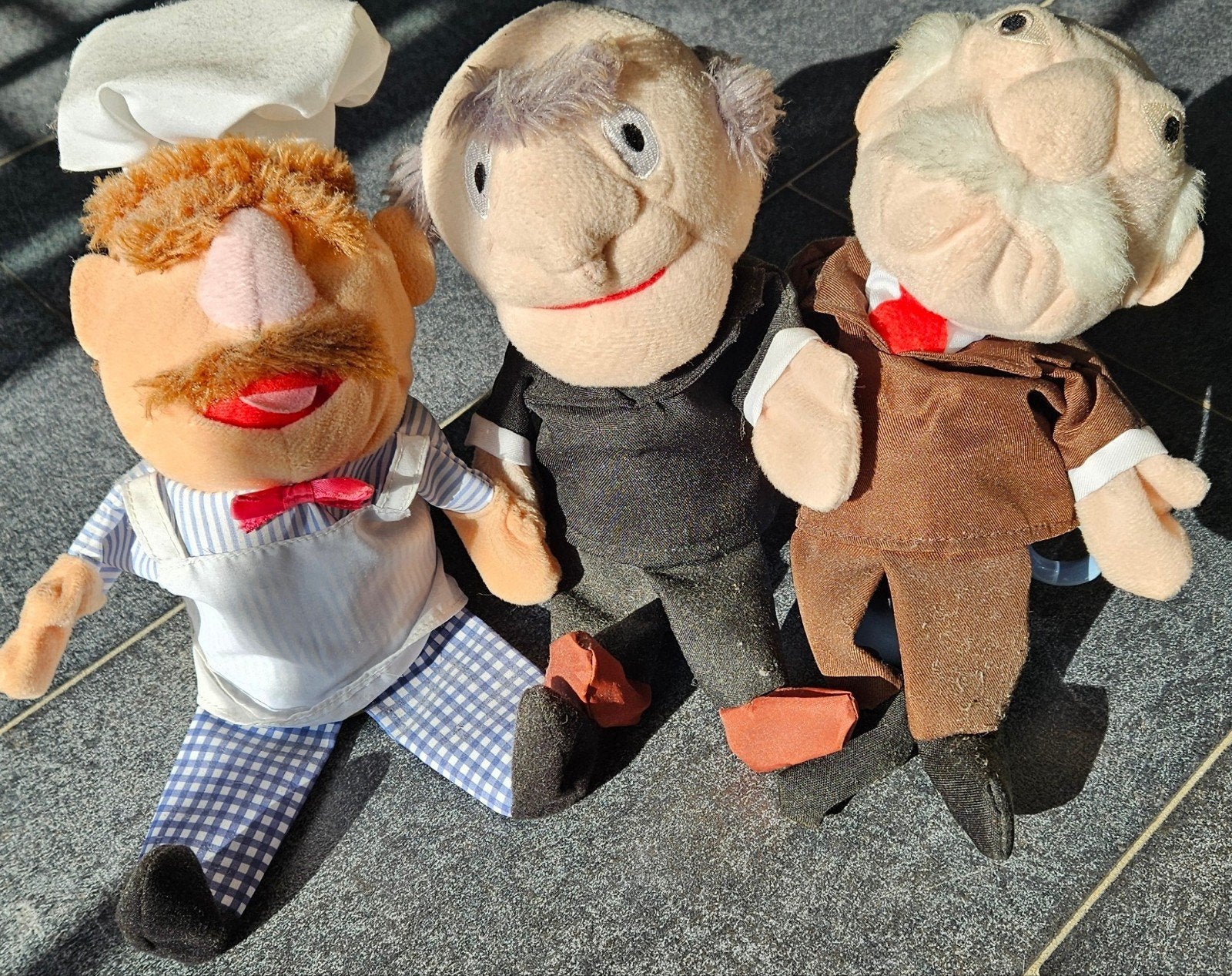 Set van 3 Muppets handpoppen - Chef, Statler en Waldorf, Gebruikt, Overige merken, Overige karakters, Overige typen