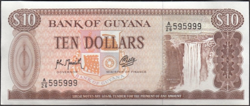 Guyana bankbiljet 10 Dollars 1992 met signature 9 UNC, Postzegels en Munten, Ophalen of Verzenden, Zuid-Amerika, Los biljet