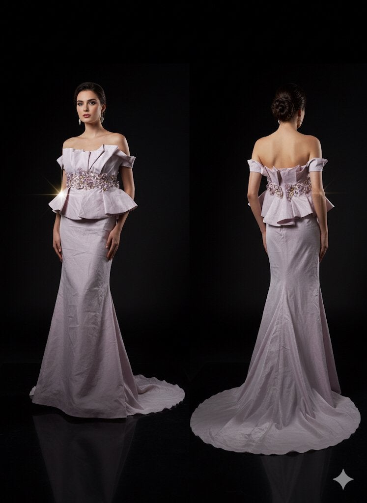 Elegante Galajurk met Peplum en Sierlijke Details, Kleding | Dames, Gelegenheidskleding, Maat 38/40 (M), Galajurk, Nieuw, Ophalen of Verzenden