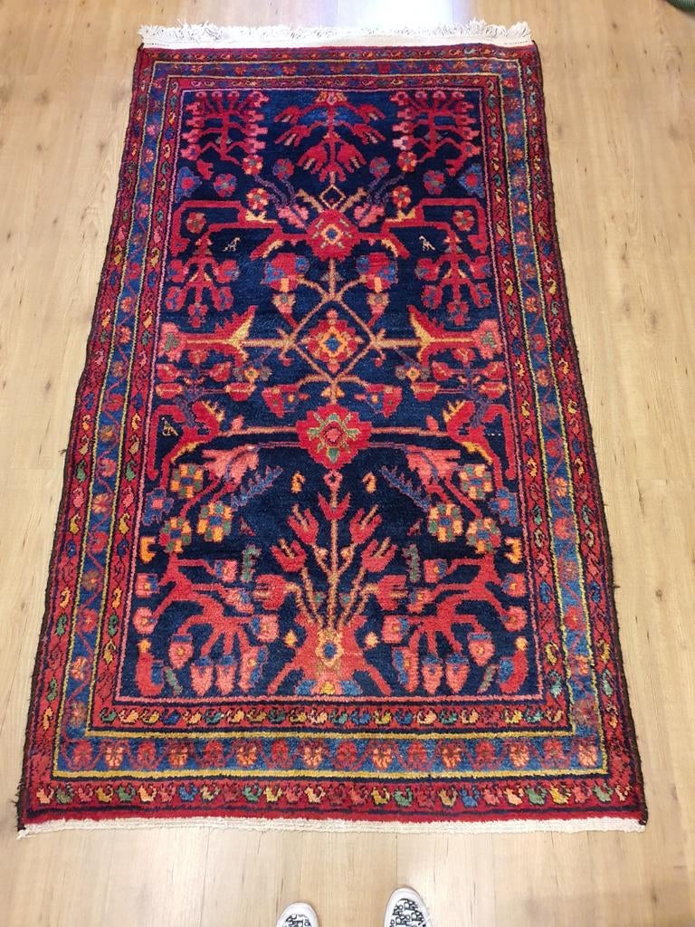 Vintage handgeknoopt perzisch tapijt hamadan 240x131, Info@SlatsAntiek.nl, Tweedehands, 100 tot 150 cm, Perzisch