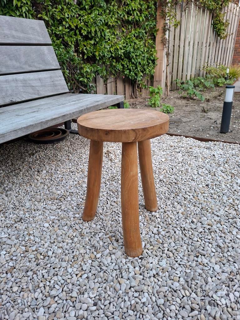 Massief houten krukje - Teak, Huis en Inrichting, Krukjes, Ophalen of Verzenden