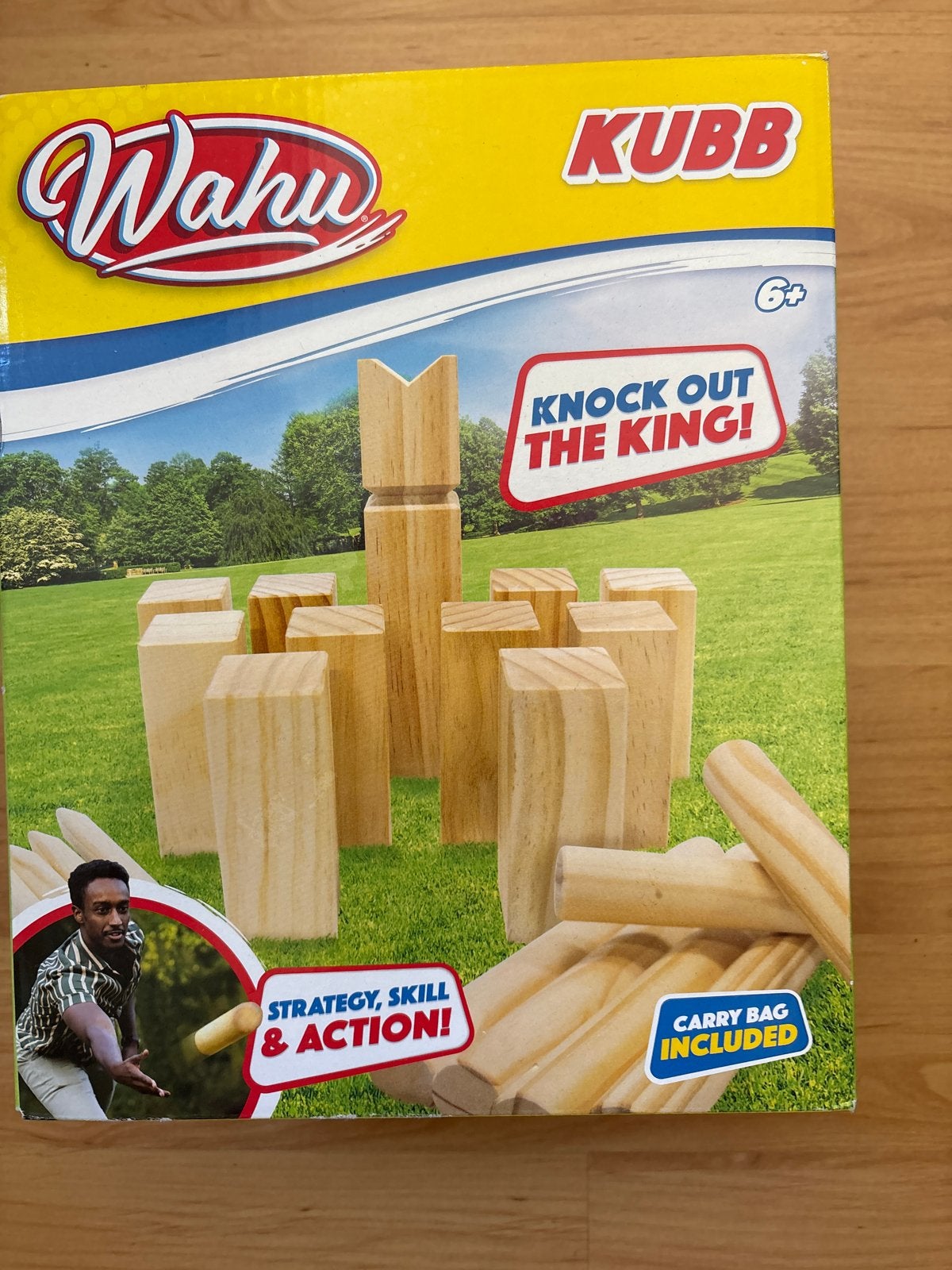 Wahu Kubb Spel - Knock Out The King! Inclusief Draagtas, Drie of vier spelers, Ophalen of Verzenden, Nieuw