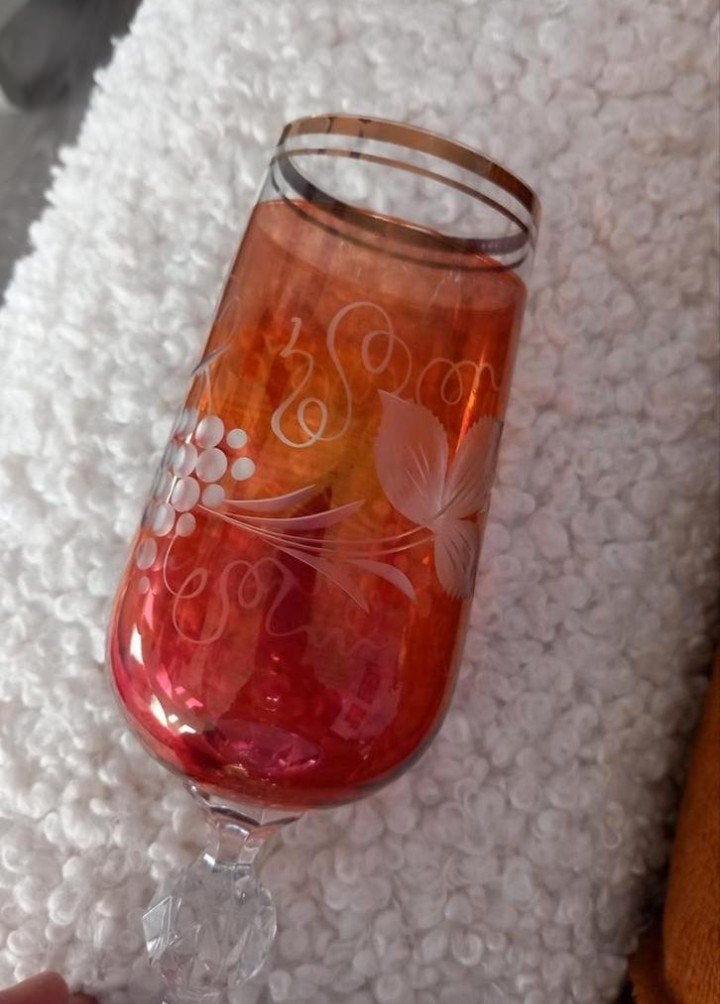 Mooi Antiek gegraveerd glas, Ophalen of Verzenden