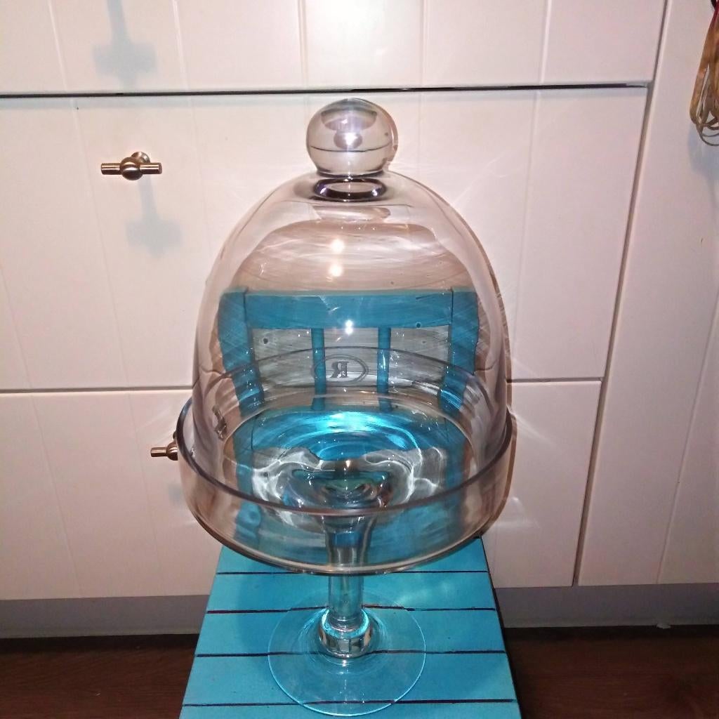Taartschaal met mooie stolp, Ophalen, Gebruikt, Schaal, Glas