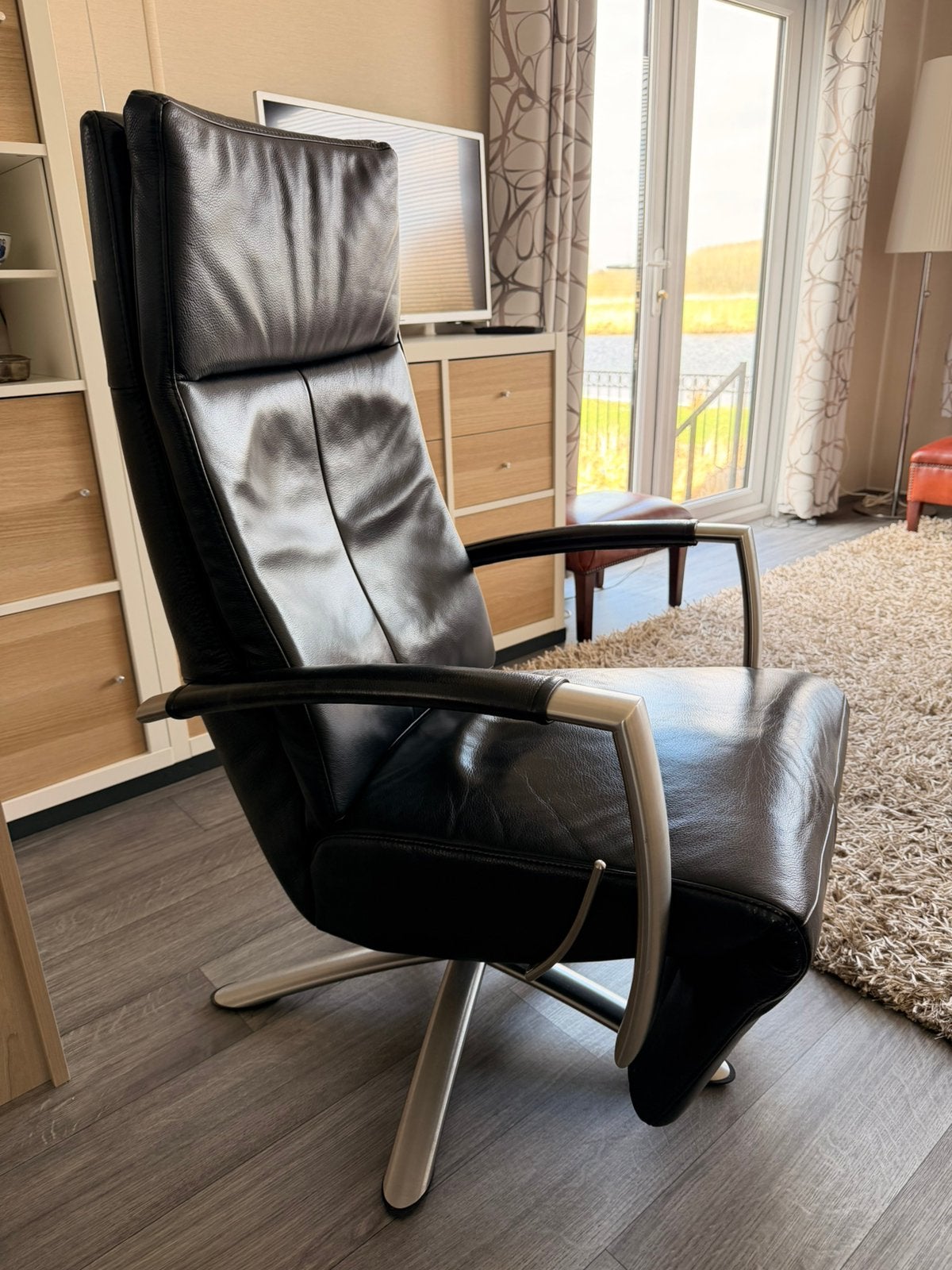 Lederen Topform relaxstoel, Ophalen, Gebruikt, 75 tot 100 cm, Modern