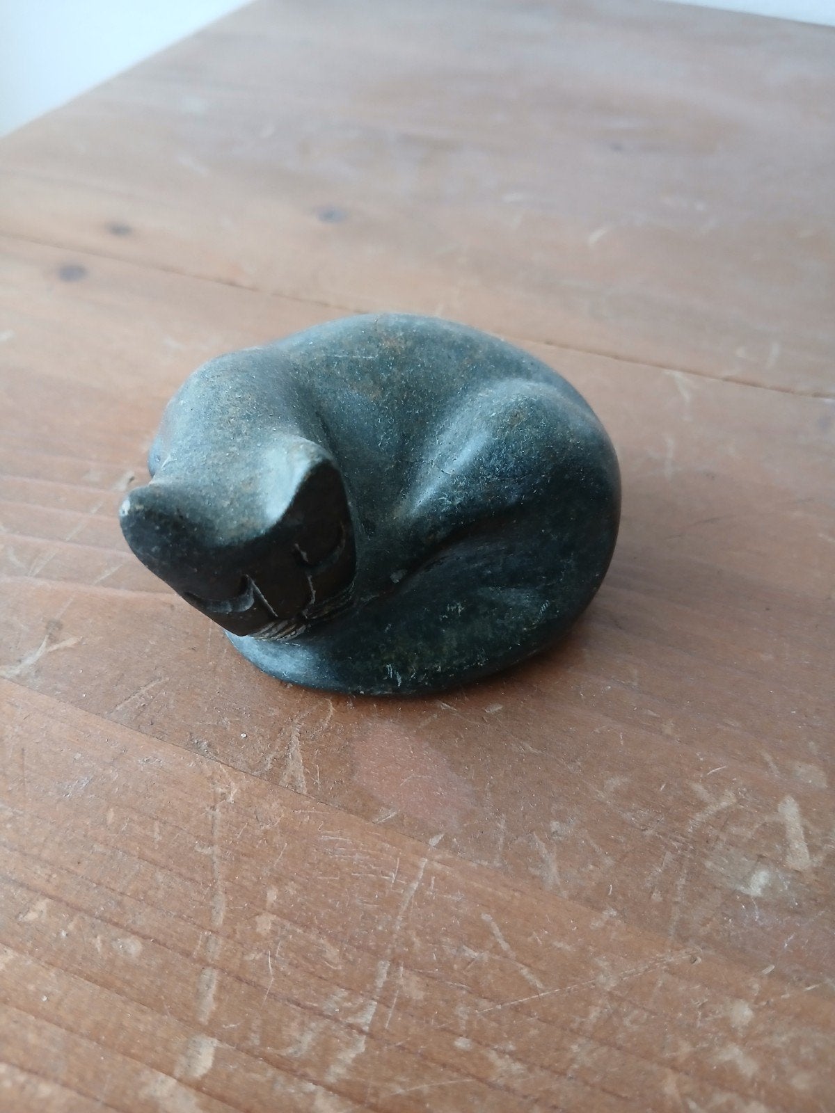 Vintage Kattenbeeldje - Zwart Steen, Ophalen, Minder dan 20 cm, Zwart, Steen of Keramiek