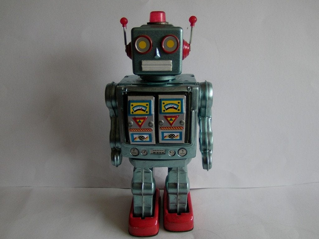 Oude blikken Electron Robot, Blauw. China, jaren''2000''s, Ophalen of Verzenden, Zo goed als nieuw