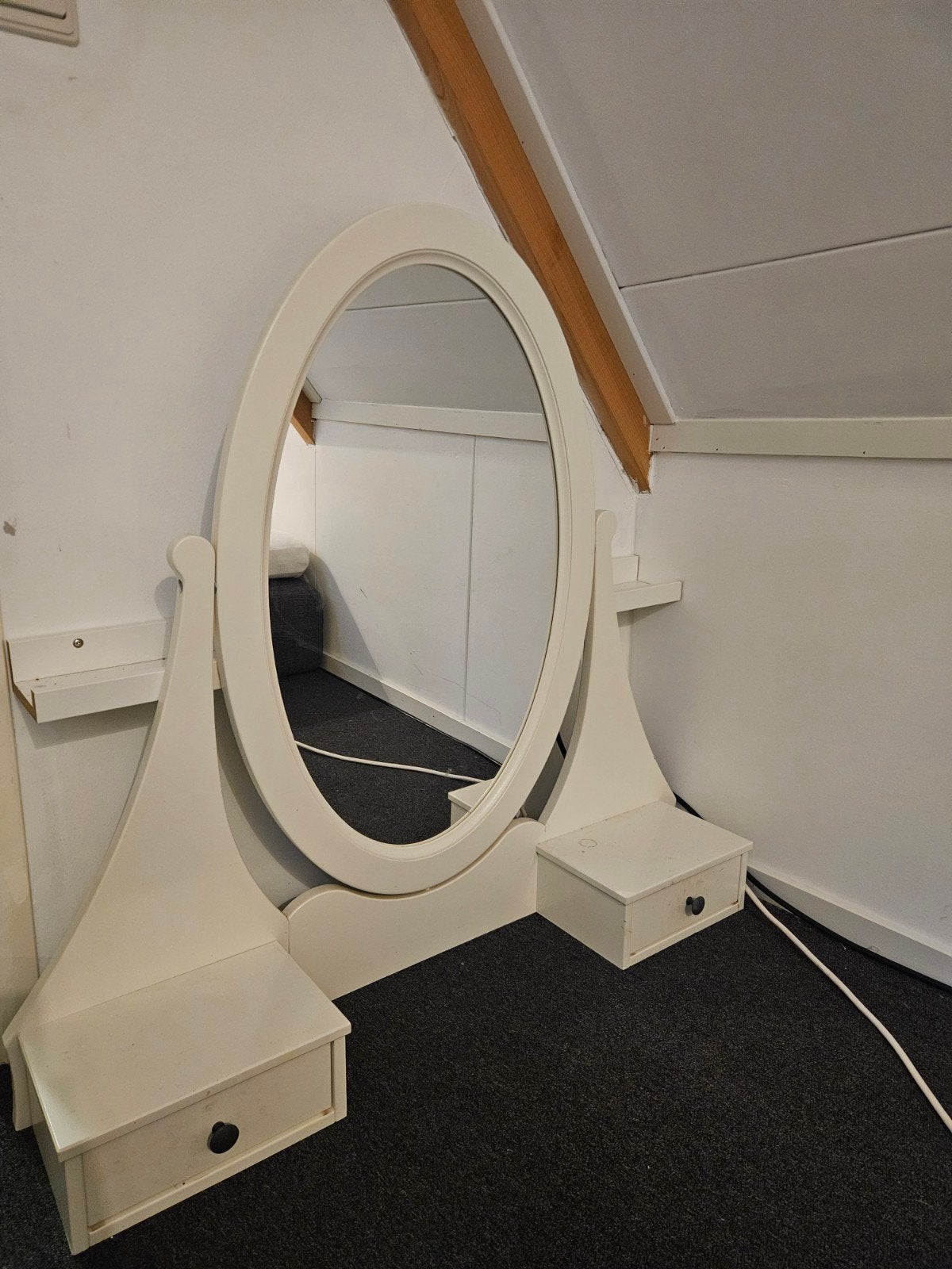 Kaptafel spiegel met laatjes, Ophalen, Gebruikt, 50 tot 100 cm, Minder dan 100 cm