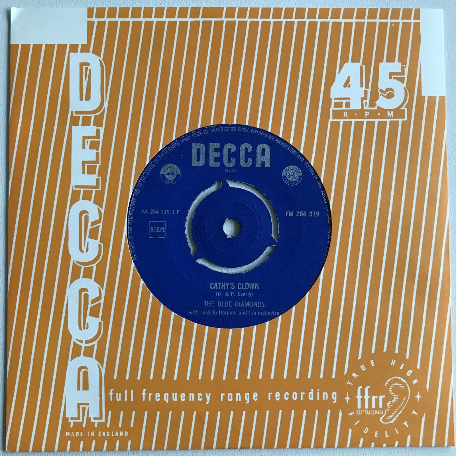 The Blue Diamonds - Cathy's Clown / Stairway to Heaven (7 in, Cd's en Dvd's, Vinyl Singles, Ophalen of Verzenden, Gebruikt, 7 inch