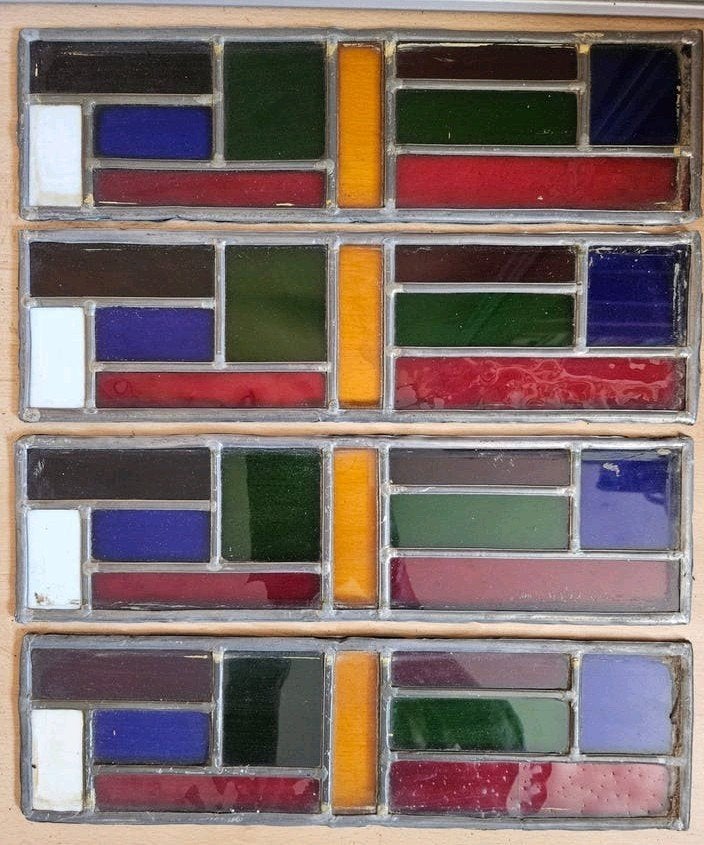 Set van 4 glas-in-lood panelen, kleurrijk, Ophalen of Verzenden