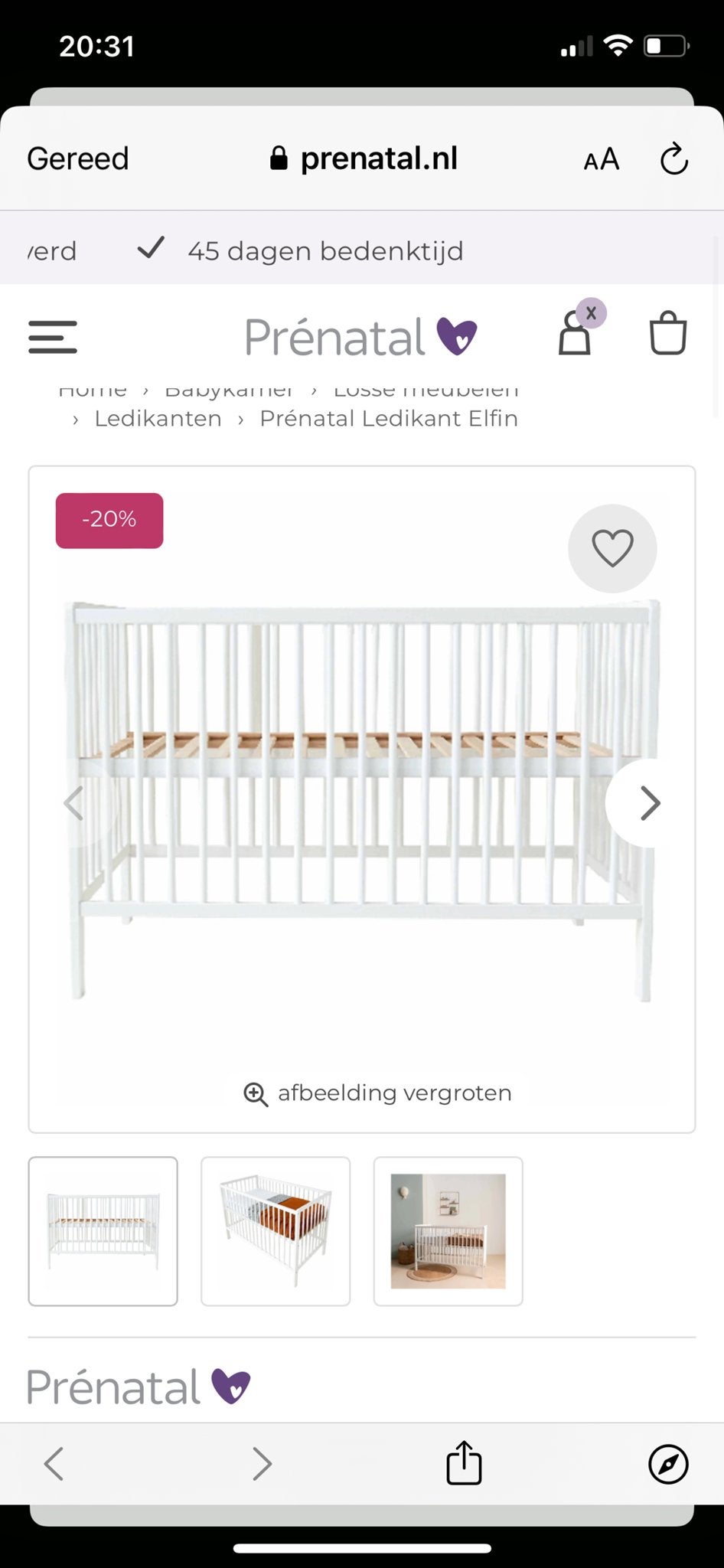 Ledikant wit hout met Aerosleep matras, Ophalen, Zo goed als nieuw, Ledikant