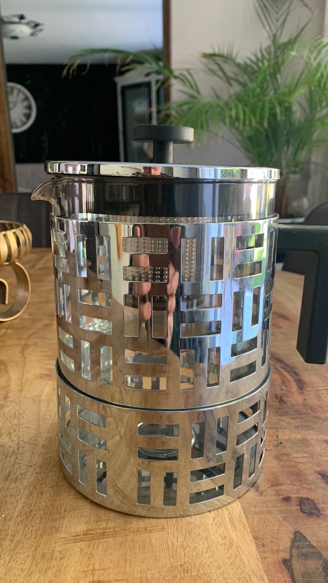 Art Deco styl Bodum theepot met filter - zo goed als nieuw, Theepot/fluitketel, Glas, Zilver, Bodum