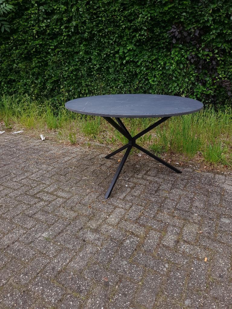 nieuw zwart marmerlook ronde eettafel 125 doorsnee, Ophalen, Rond, Nieuw, 100 tot 150 cm