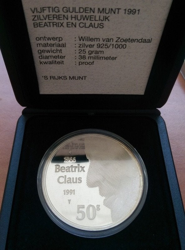 Nederland 50 Gulden 1991 Proof Zilver 25gr 925/1000, Postzegels en Munten, Munten | Nederland, Koningin Beatrix, Zilver, Ophalen of Verzenden