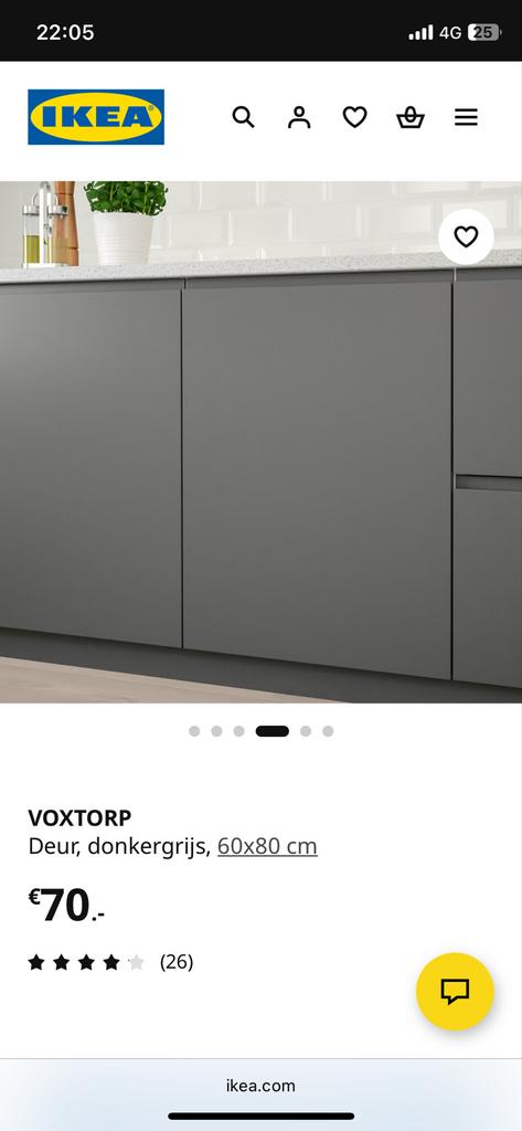 IKEA VOXTORP Deur Donkergrijs 59.6x79.7 cm Nieuw in doos, Nieuw, Minder dan 25 cm, Minder dan 100 cm, Grijs