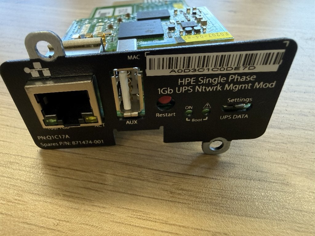 HPE 1Gb UPS Network Management Module | Q1C17A | 871474-001, Computers en Software, Ophalen of Verzenden, Gebruikt