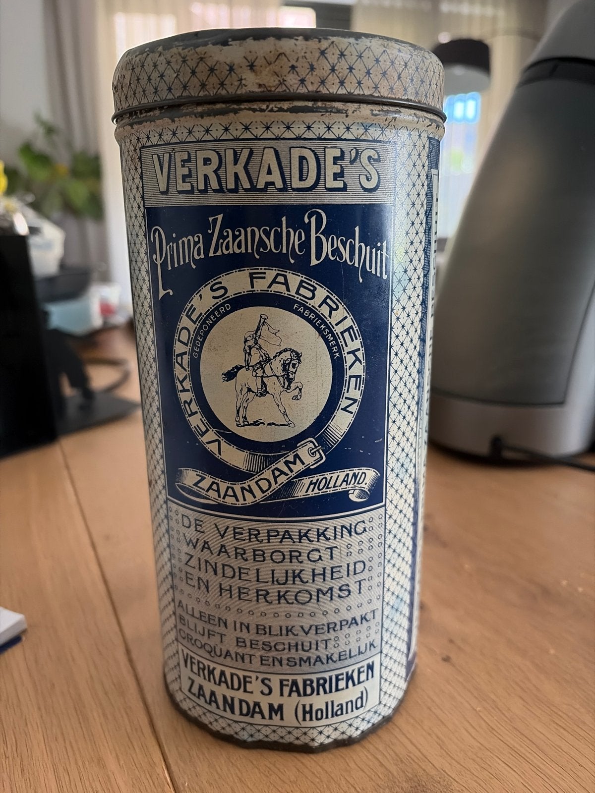 Vintage Verkade's Prima Zaansche Beschuit blik, Verzamelen, Blikken, Ophalen, Gebruikt, Beschuit, Verkade