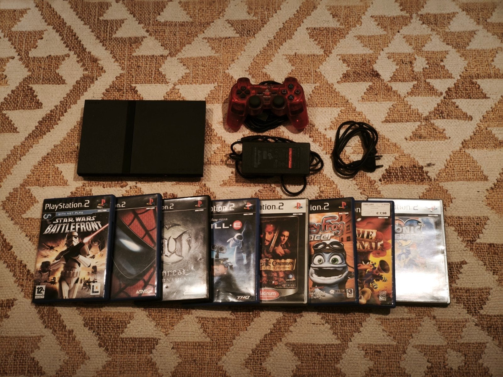 PlayStation 2 Slim met 1 controller en 8 games, Spelcomputers en Games, Spelcomputers | Sony PlayStation 2, Zwart, Ophalen of Verzenden