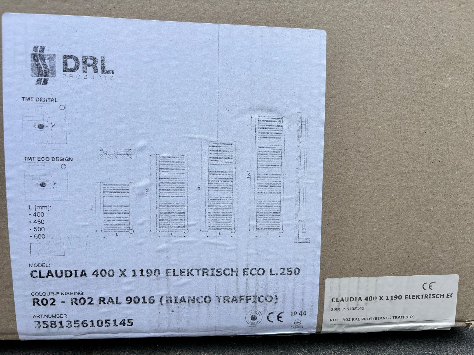 DRL Products Claudia 400x1190 Elektrische Radiator Nieuw, Radiator, Nieuw, Minder dan 60 cm, Ophalen of Verzenden