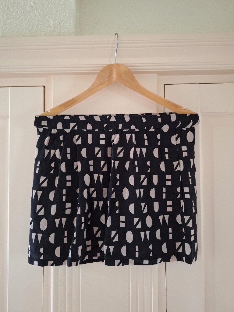 Zijde Won Hundred zwart beige rok rokje mini 36 S, Verzenden, Zo goed als nieuw, Maat 36 (S), Boven de knie