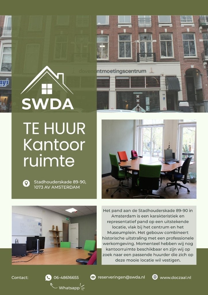 Kantoorruimte Amsterdam Pijp TE HUUR, Zakelijke goederen, Bedrijfs Onroerend goed, 20 m², Huur, Kantoorruimte