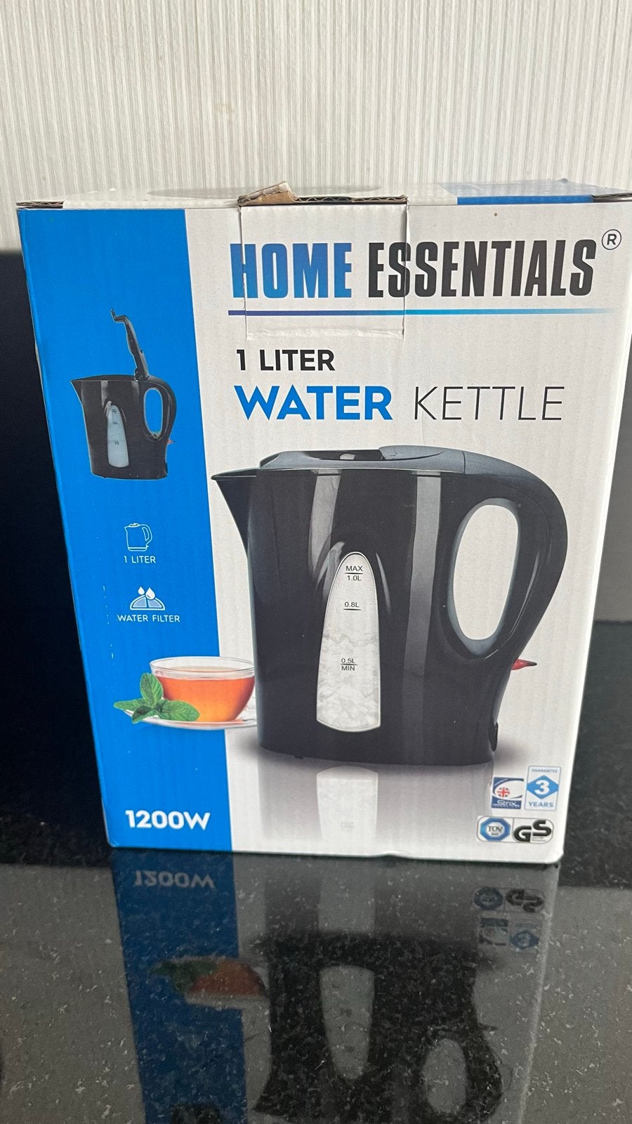Camping Waterkoker 1 Liter - Zwart, 1200W, Caravans en Kamperen, Ophalen, Nieuw